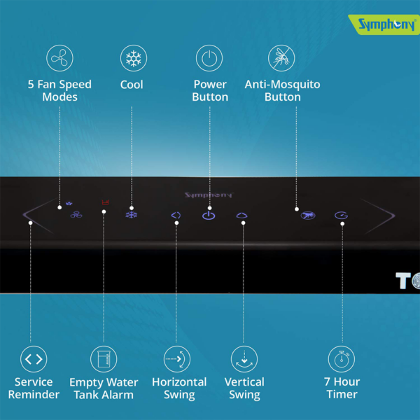 Symphony Touch 35 Personal Air Cooler 35-litres with Remote, Digital Touchscreen, Voice Assist, Multistage Air Purification, Mosquito Repellent - Image 7
