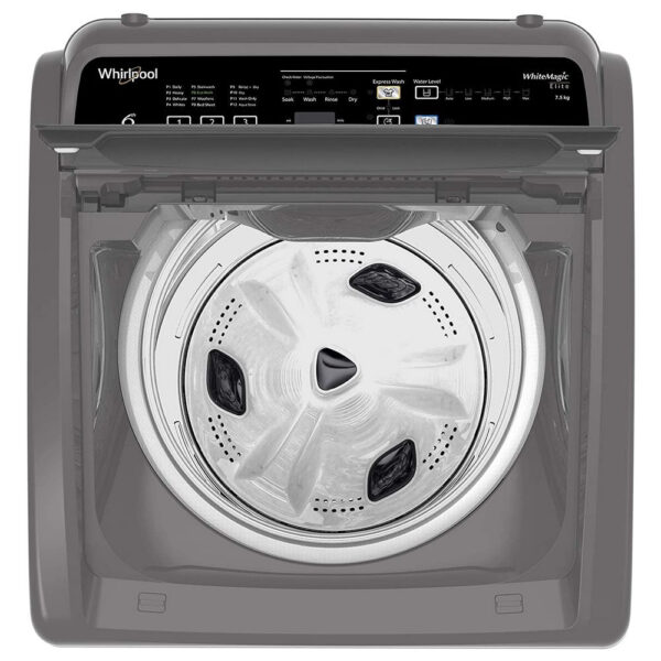 Whirlpool 7.5 Kg 5 Star Fully-Automatic Top Loading Washing Machine (WHITEMAGIC ELITE 7.5, Grey, Hard Water Wash) - Image 2