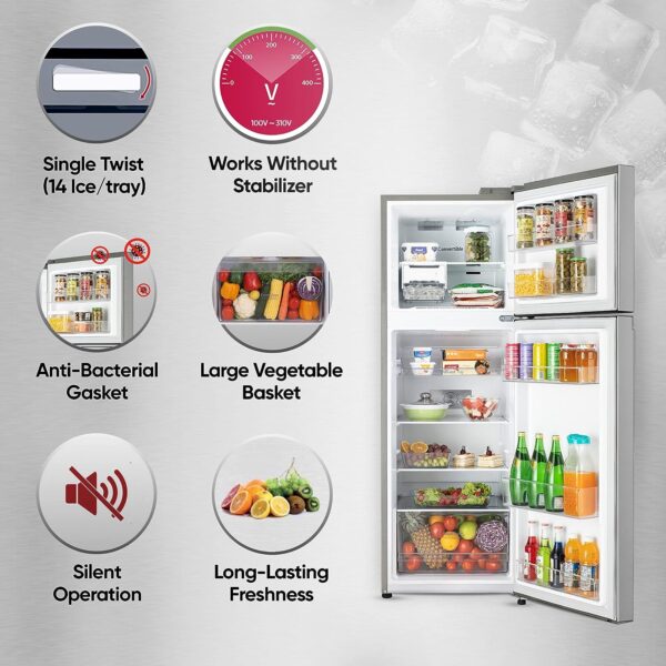 LG 246 L 3 Frost-Free Smart Inverter Compressor Double Door Refrigerator (2023 Model, GL-S262SPZX, Shiny Steel - Image 3