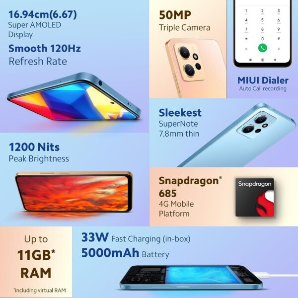 Redmi Note 12 (Ice Blue, 6GB RAM, 64GB Storage) - Image 2