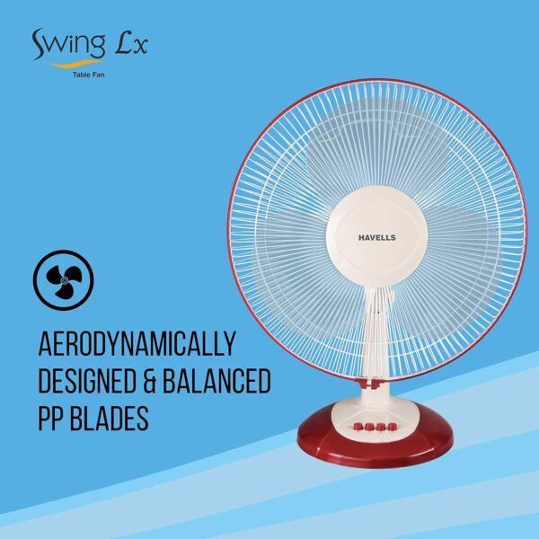 Havells Swing Lx 400mm Table Fan (Cherry) - Image 2