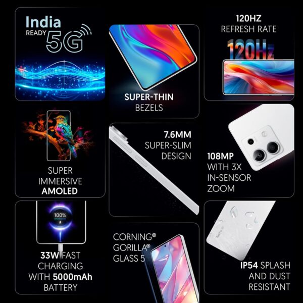 Redmi Note 13 5G (12GB RAM, 256GB Storage) | MTK Dimensity 6080 5G | 7.6mm, Slimmest Note Ever - Image 7