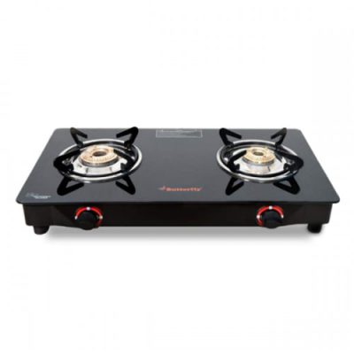 Butterfly Duo GT 2 Burner Glass Gas Stove  – BTFGS-DUOGT2B