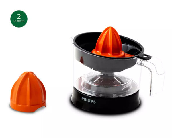 Philips Citrus Press Juicer HR2777/00, 0.5 Litre, 2 Sized Cones for different size fruit - Image 4