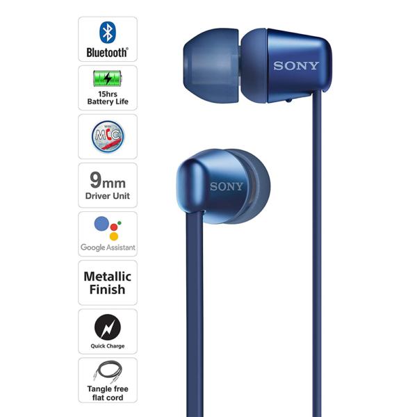 Sony WI-C310 Wireless in-Ear Headphones with 15 Hours Battery Life, Quick Charge, Magnetic Earbuds,Tangle Free Cord,Headset with mic for Phone Calls - Image 8