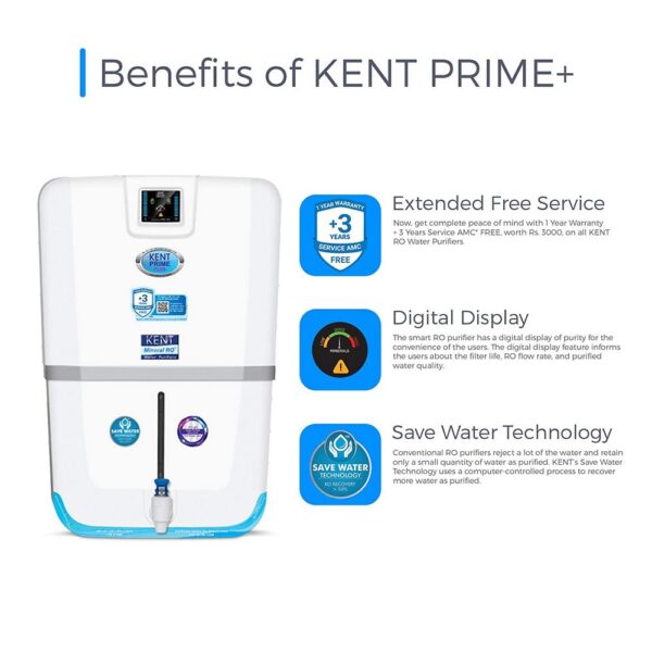 KENT Prime Plus 9-Litres Wall Mountable RO+UV+UF+TDS Controller 20-Ltr/hr Smart Water Purifier ( KENTWP-PRIMEPLUS ) - Image 2