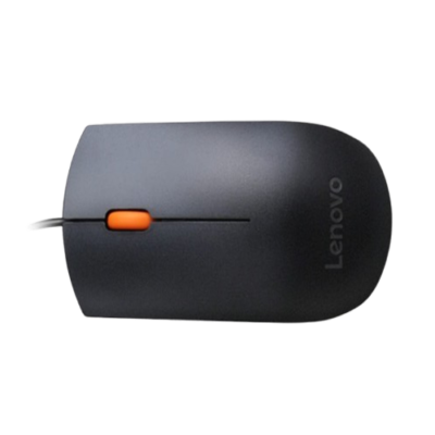 Lenovo 300 Wired Plug & Play USB Mouse, High Resolution 1600 DPI Optical Sensor, 3-Button Design with clickable Scroll Wheel