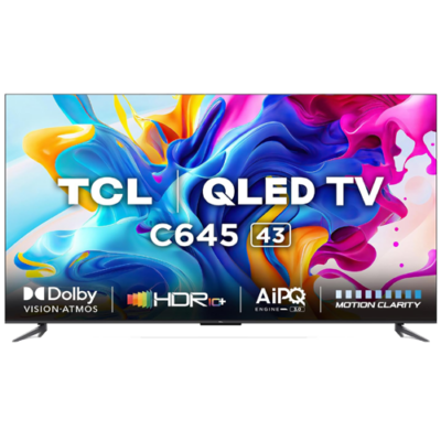 TCL 108 cm (43 inches) 4K Ultra HD Smart QLED Google TV 43C645 (Black)