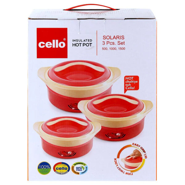 cello Solaris Pack of 3 Cook and Serve Casserole Set  (500 ml, 1000 ml, 1500 ml) - Image 7