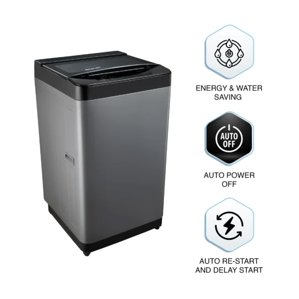 Panasonic 7.5 Kg 5 Star Fully-Automatic Top Load Washing Machine (NA-F75C2CRB, Charcoal Inox Grey, Drynamic Spin, Active Foam Wash Technology, 12 Wash Programs) - Image 2