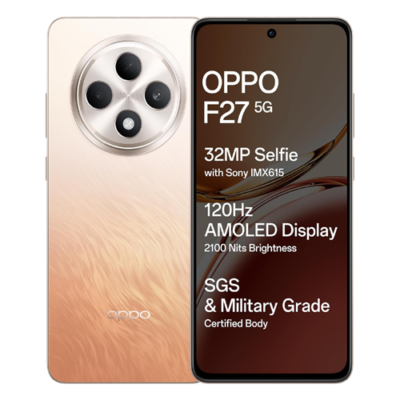 OPPO F27 5G (Amber Orange, 8GB RAM, 256GB Storage) | 6.67″ FHD+ AMOLED Display