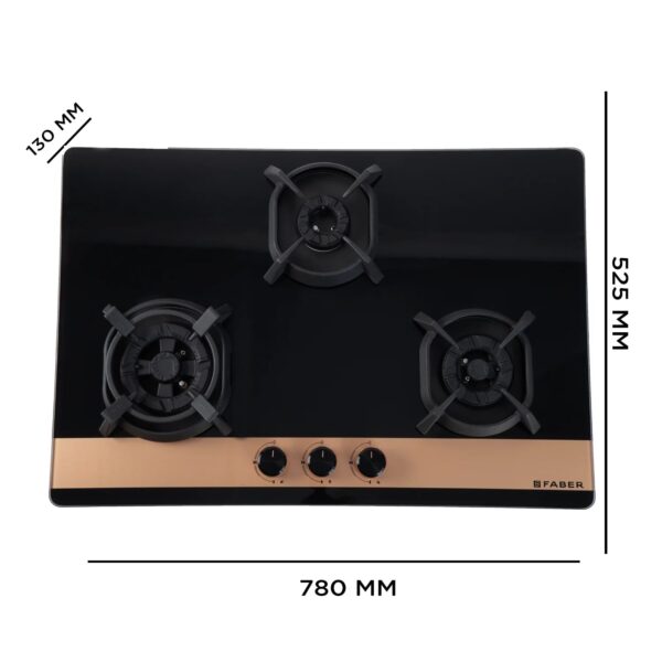 Faber Utopia Pro HT 783 BR CI Toughened Glass Top 3 Burner Automatic Electric Hob (Flame Failure Device, Black) - Image 7