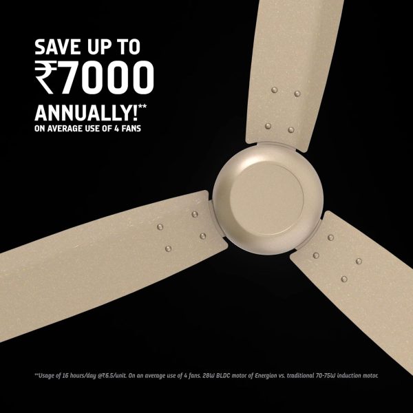 Crompton Energion Groove 1200mm (48 inch) Ceiling Fan (Satin Sand) - Image 3