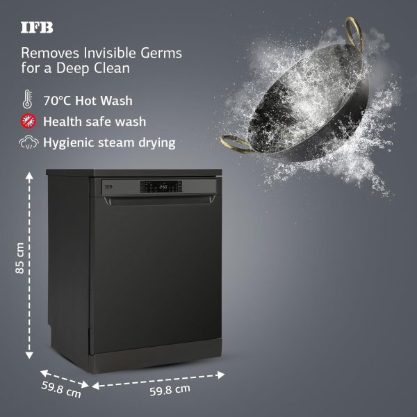 IFB 16 Place Setting Dishwasher with Ion Technology, Auto Programs, (Neptune VX16, 70 Degree Hot Water Wash, Hygienic Steam Drying - Image 3