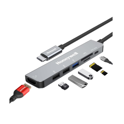 Honeywell 4 in 1 Ultra Slim USB Hub 2.0,1.2Meter(4 feet) Cable