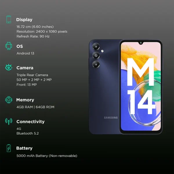 SAMSUNG Galaxy M14 (4GB RAM, 64GB, Sapphire Blue) - Image 9