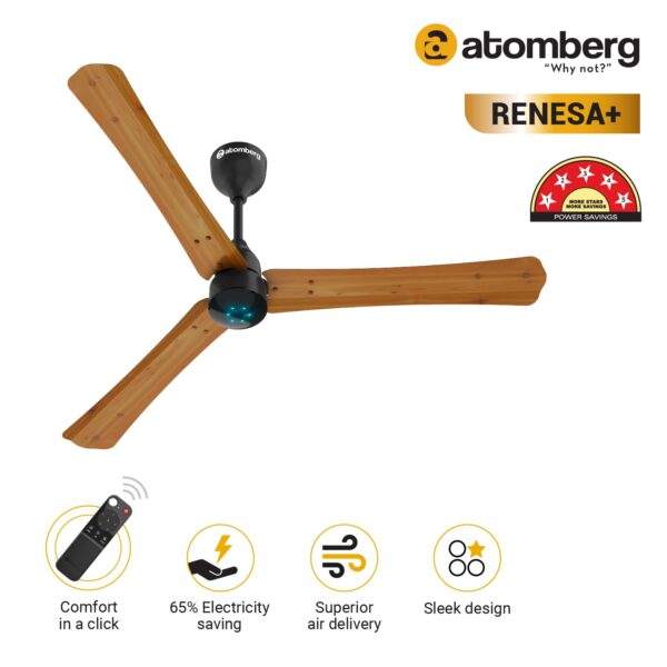 atomberg Renesa+ 1200mm BLDC Ceiling Fan with Remote Control | BEE 5 star Rated Energy Efficient Ceiling Fan - Image 2