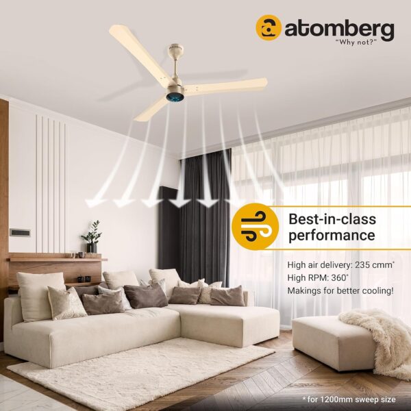 atomberg Renesa+ 1200mm BLDC Ceiling Fan with Remote Control - Image 3