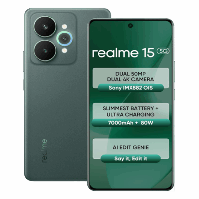 Realme 15 5G (Velvet Green, 8GB RAM, 128GB Storage)